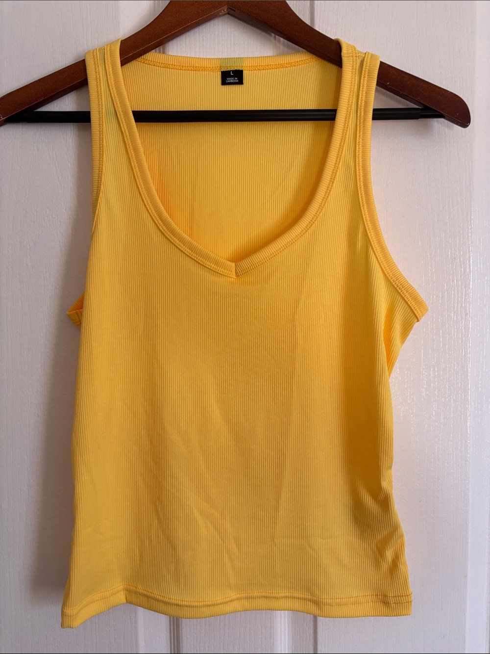 NWOT- Yellow Ribbed V‑Neck Tank Top - Women, Never worn
